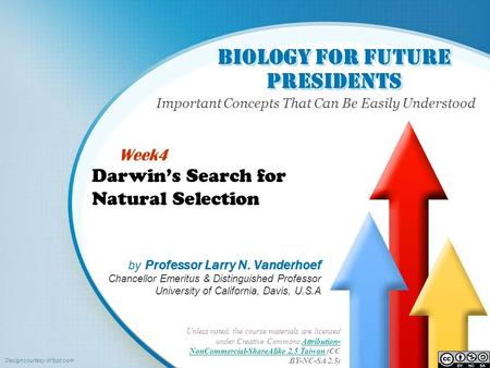 Biology for Future Presidents Important Concepts That Can Be Easily Understood Unless noted, the course materials are licensed under Creative Commons Attribution-