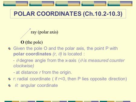 POLAR COORDINATES (Ch )