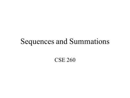 Sequences and Summations