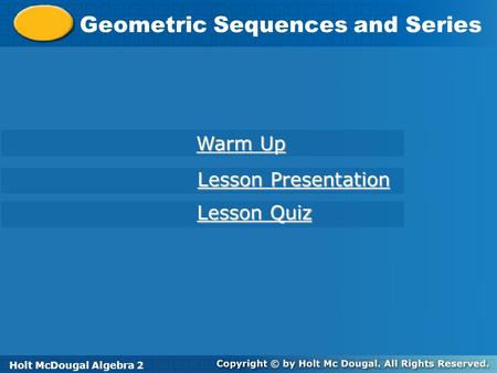 Geometric Sequences and Series