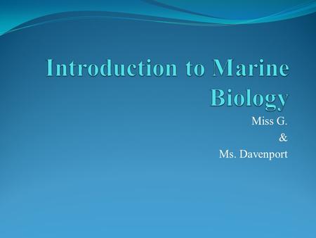 Introduction to Marine Biology