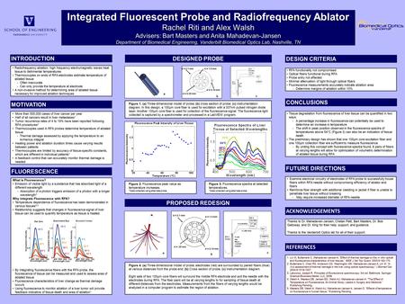 Integrated Fluorescent Probe and Radiofrequency Ablator Rachel Riti and Alex Walsh Advisers: Bart Masters and Anita Mahadevan-Jansen Department of Biomedical.