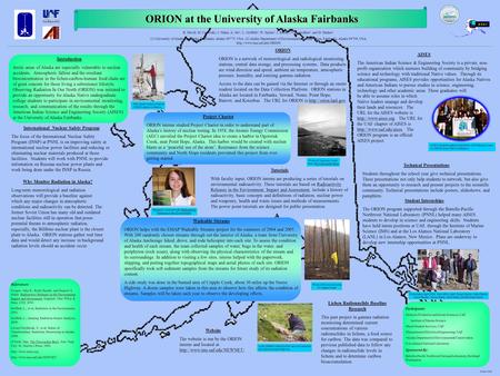 Loda Griffeth collects lichen and soil samples along the Seward Highway. Technical Presentations Students throughout the school year give technical presentations.