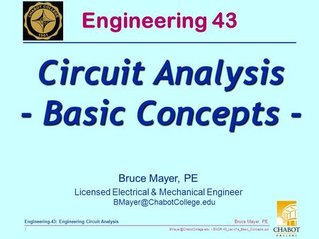 Circuit Analysis - Basic Concepts -