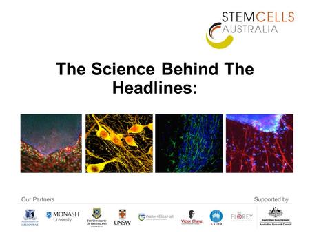 ARC SPECIAL RESEARCH INITIATIVE ON STEM CELL SCIENCE The Science Behind The Headlines: The facts about stem cell science.