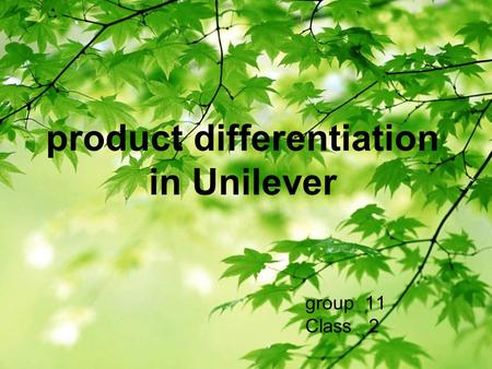 Product differentiation in Unilever group 11 Class 2.