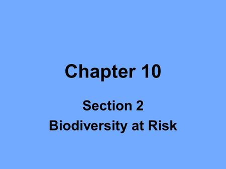 Section 2 Biodiversity at Risk