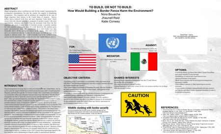 TO BUILD, OR NOT TO BUILD: How Would Building a Border Fence Harm the Environment? Nora Bouacha Jhaunell Reid Katie Conway INTRODUCTION Illegal immigration.