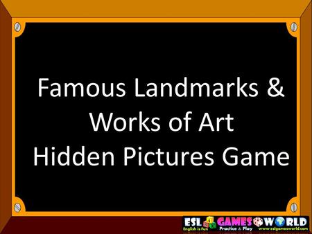 Famous Landmarks & Works of Art Hidden Pictures Game.