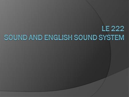 LE 222 Sound and English Sound system