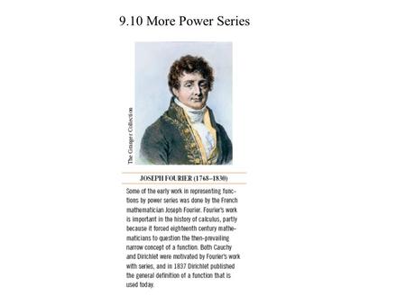 9.10 More Power Series. Example 2 Problem 6 Find the a power series for the function centered at c.