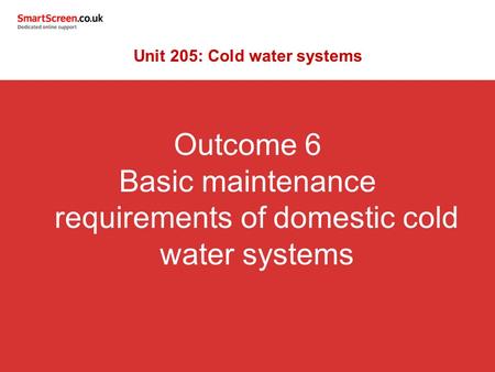 Unit 205: Cold water systems