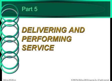 © 2006 The McGraw-Hill Companies, Inc. All rights reserved.McGraw-Hill/Irwin Part 5 DELIVERING AND PERFORMING SERVICE.