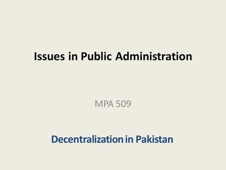 Issues in Public Administration