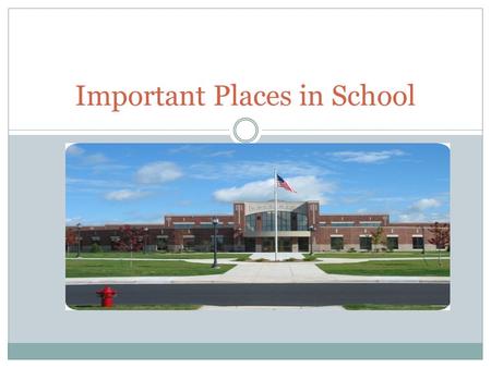 Important Places in School THE OFFICE IS AT THE MAIN ENTRANCE TO THE SCHOOL. IT IS THE MOST IMPORTANT OFFICE IN THE SCHOOL. YOU WILL FIND THE PRINCIPAL’S.