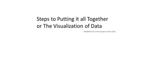 Steps to Putting it all Together or The Visualization of Data - Modified from a Fast Company Article, 2012.