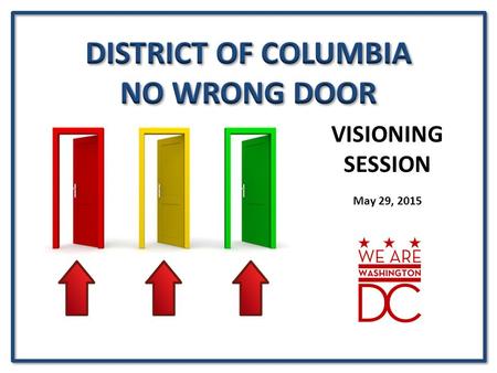 VISIONING SESSION May 29, 2015. NWD Planning Grant  One year planning grant, started October 1, 2014; draft plan by September 30, 2015; final plan by.