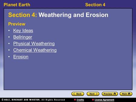 Section 4: Weathering and Erosion