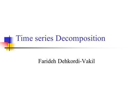 Time series Decomposition