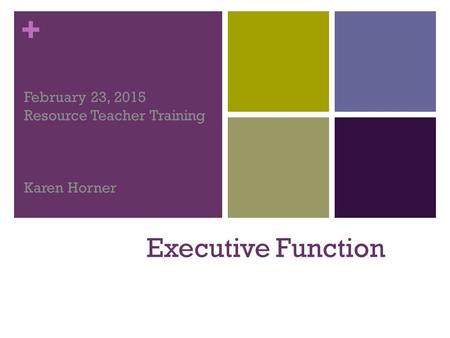 February 23, 2015 Resource Teacher Training Karen Horner