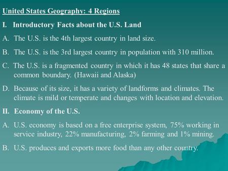 United States Geography: 4 Regions