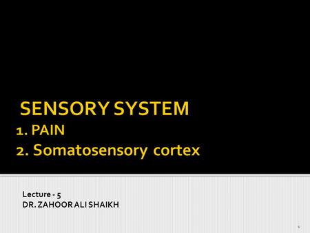 SENSORY SYSTEM 1. PAIN 2. Somatosensory cortex