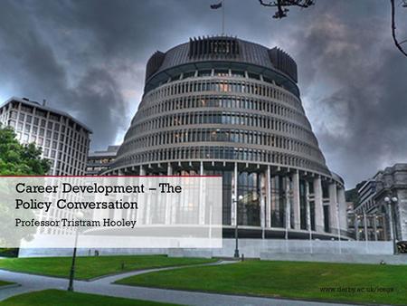 Www.derby.ac.uk www.derby.ac.uk/icegs Career Development – The Policy Conversation Professor Tristram Hooley.