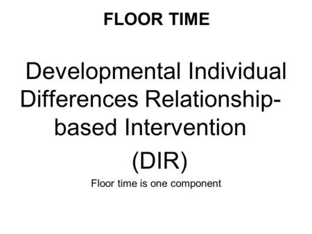 Developmental Individual Differences Relationship-based Intervention