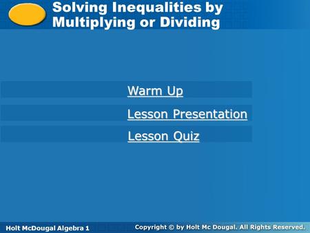 Solving Inequalities by Multiplying or Dividing