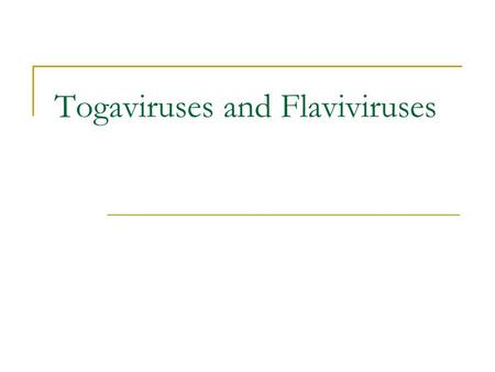 Togaviruses and Flaviviruses