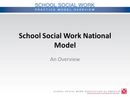 School Social Work National Model