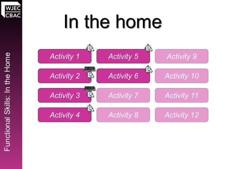 Functional Skills: In the Home Activity 1 Activity 2 Activity 3 Activity 4 In the home Activity 5 Activity 6 Activity 7 Activity 8 Activity 9 Activity.