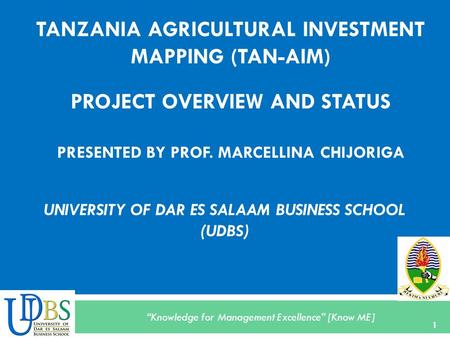 UNIVERSITY OF DAR ES SALAAM BUSINESS SCHOOL (UDBS)