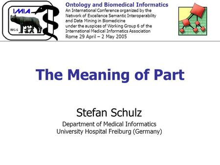 The Meaning of Part Stefan Schulz Department of Medical Informatics University Hospital Freiburg (Germany) Ontology and Biomedical Informatics An International.