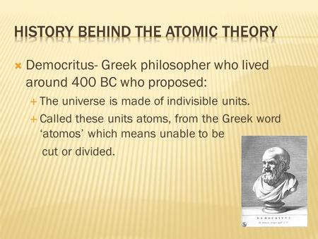 History Behind the Atomic Theory