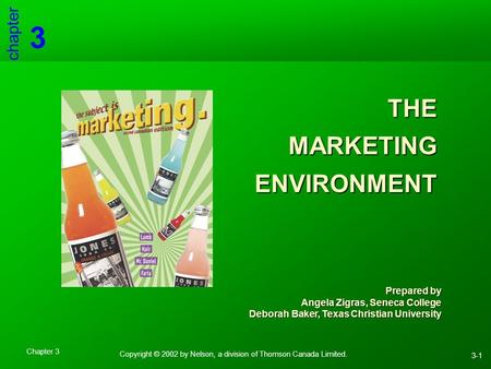 Copyright © 2002 by Nelson, a division of Thomson Canada Limited. Chapter 3 3-1 chapter 3 Prepared by Angela Zigras, Seneca College Deborah Baker, Texas.