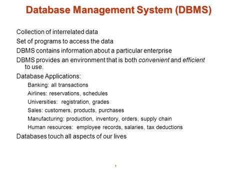 Database Management System (DBMS)