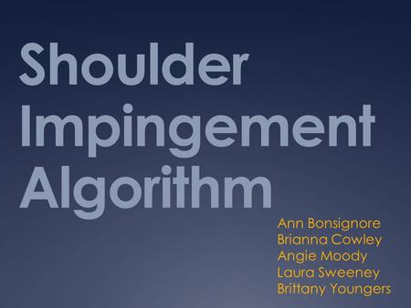 Shoulder Impingement Algorithm