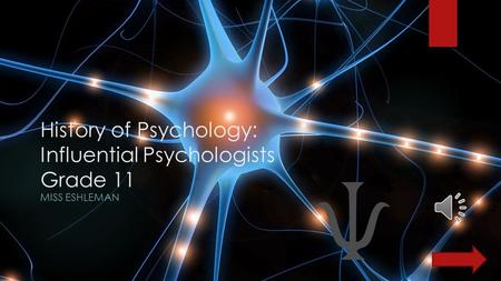 History of Psychology: Influential Psychologists Grade 11 MISS ESHLEMAN.