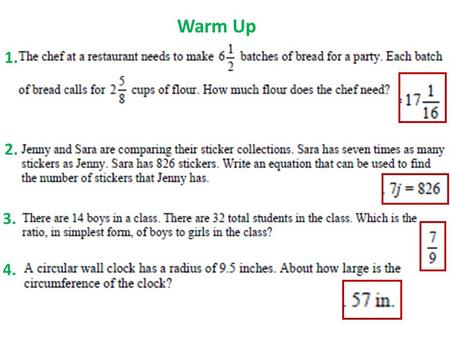 Warm Up 1. 4. 3. 2.. Use Labsheet 1.1.