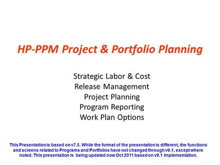 HP-PPM Project & Portfolio Planning