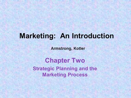 Marketing: An Introduction Armstrong, Kotler