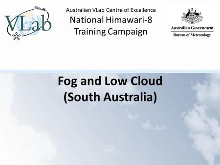 Australian VLab Centre of Excellence National Himawari-8 Training Campaign Fog and Low Cloud (South Australia)