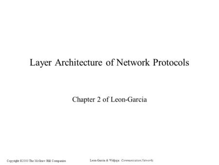 Layer Architecture of Network Protocols