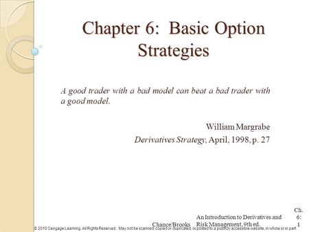 Chapter 6: Basic Option Strategies