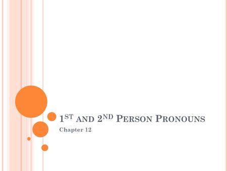 1 ST AND 2 ND P ERSON P RONOUNS Chapter 12. U SE OF P RONOUNS Pronouns are used in both Latin and English to replace nouns: The man watches the television.