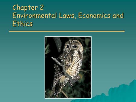 Chapter 2 Environmental Laws, Economics and Ethics.