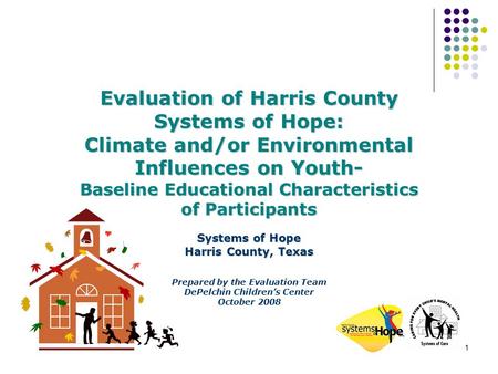 1 Evaluation of Harris County Systems of Hope: Climate and/or Environmental Influences on Youth- Baseline Educational Characteristics of Participants Systems.