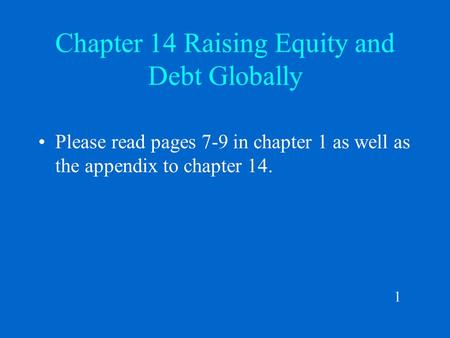 Chapter 14 Raising Equity and Debt Globally