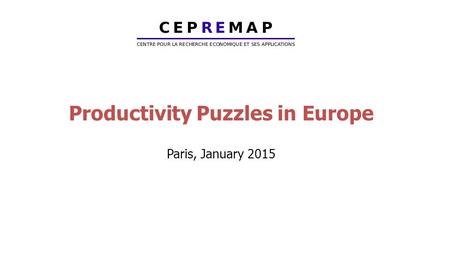 Productivity Puzzles in Europe Paris, January 2015.